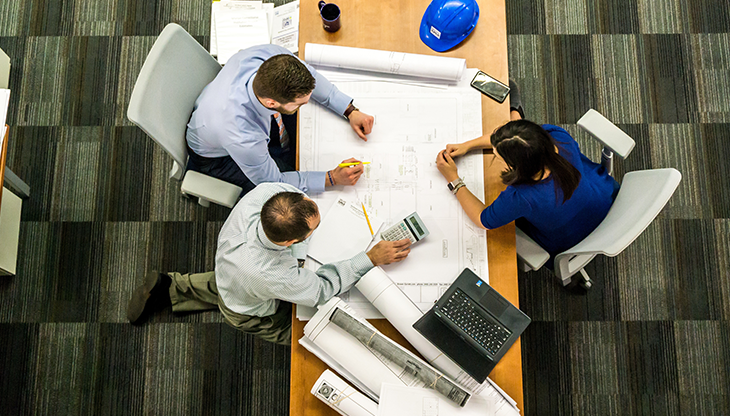 Office desks with computers