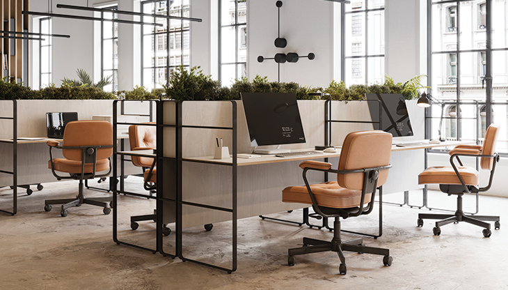 Office desks with computers