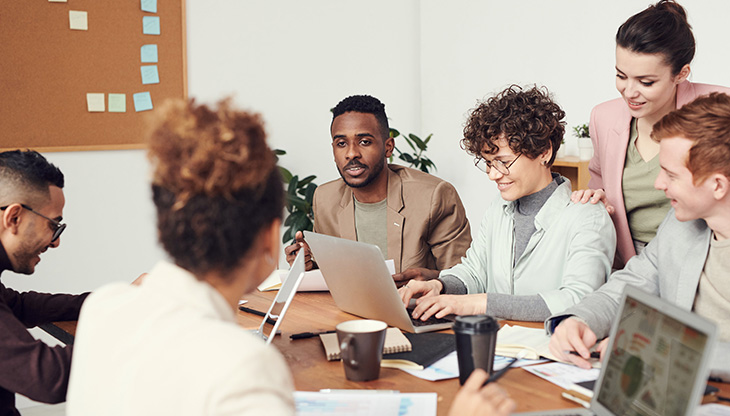Office desks with computers
