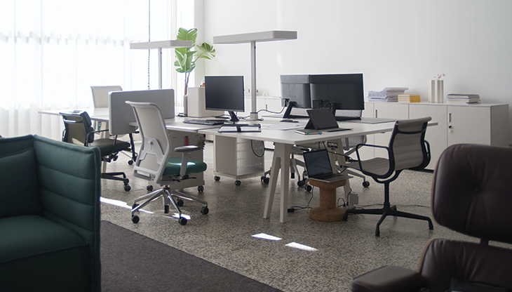 Office desks with computers