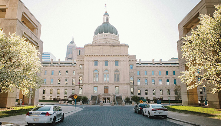 Office desks with computers