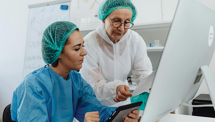 Office desks with computers
