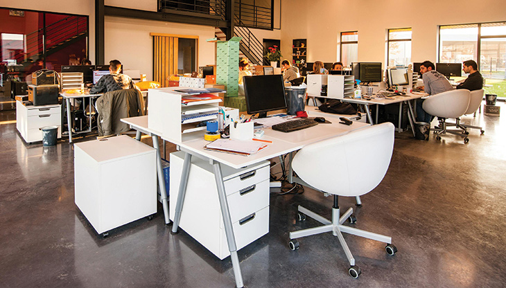 Office desks with computers