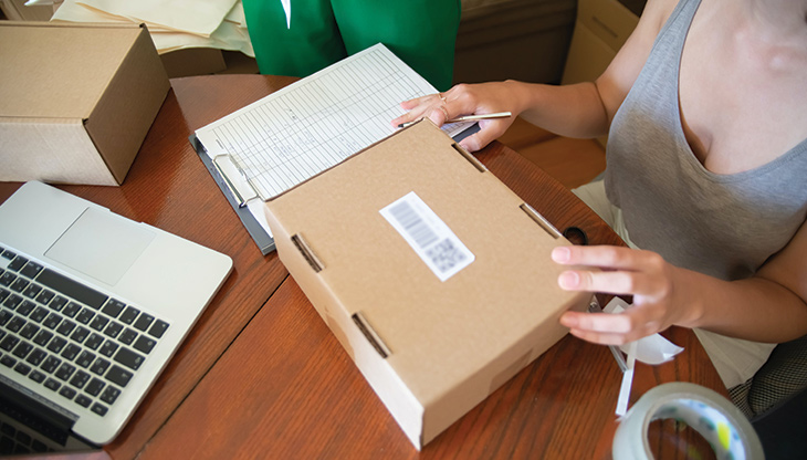Office desks with computers