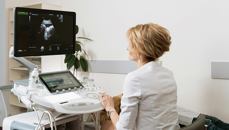 Office desks with computers