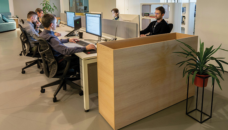 Office desks with computers