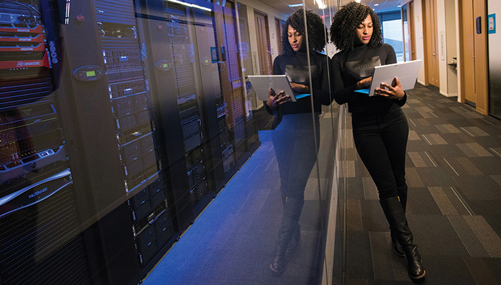 Office desks with computers