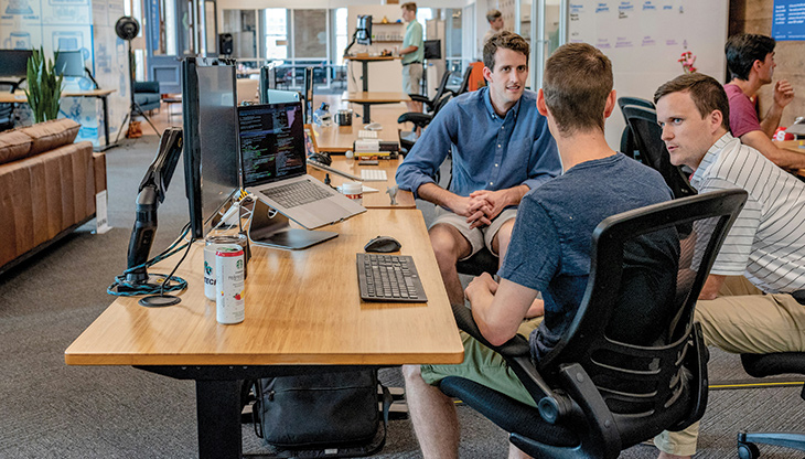 Office desks with computers