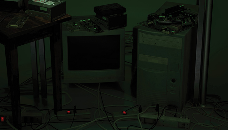 Office desks with computers