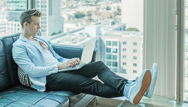 Office desks with computers