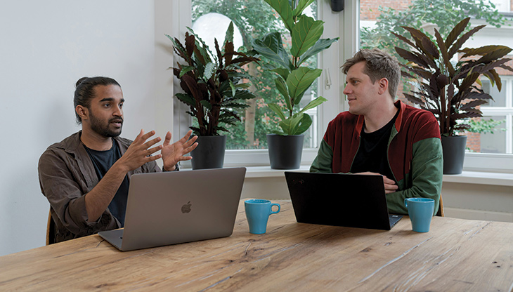Office desks with computers