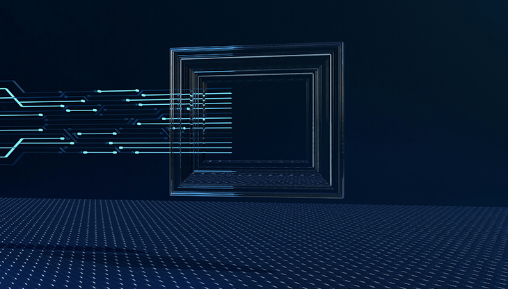 Office desks with computers