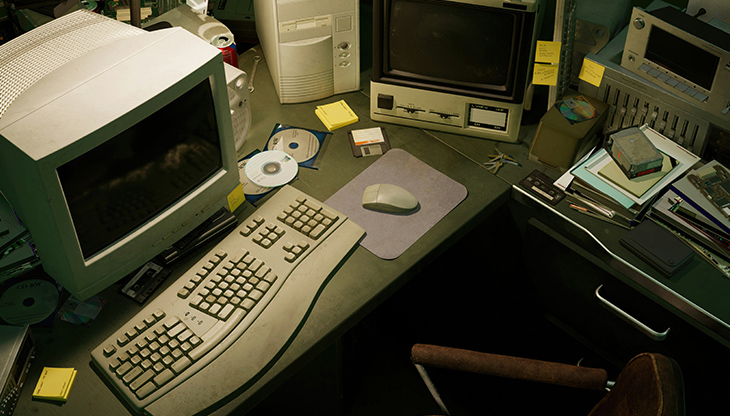 Office desks with computers