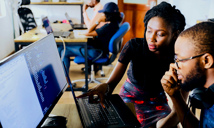 Office desks with computers