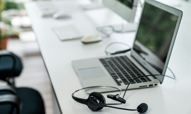 Office desks with computers
