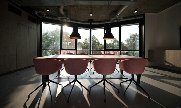 Office desks with computers