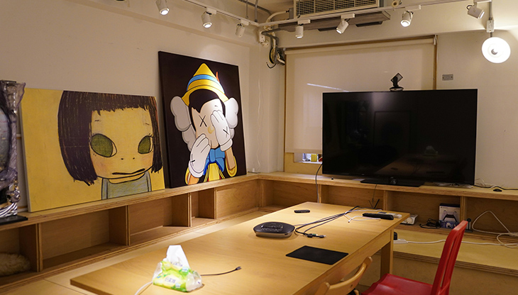 Office desks with computers