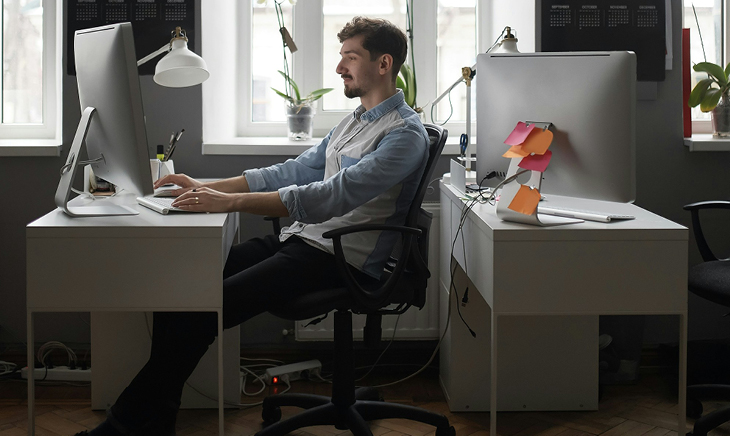 Office desks with computers