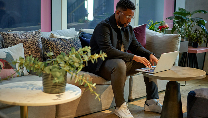 Office desks with computers