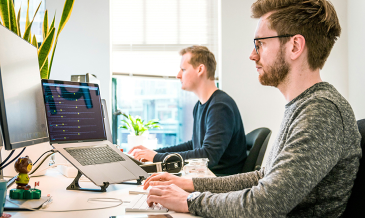 Office desks with computers