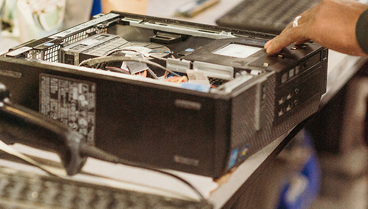 Office desks with computers