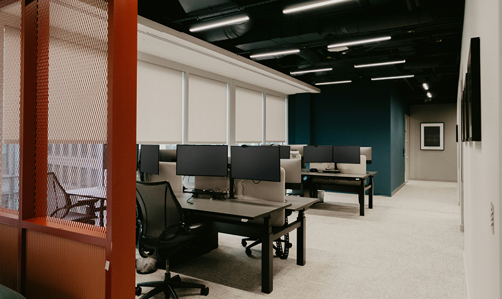 Office desks with computers