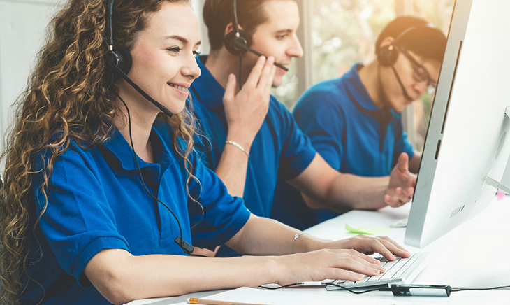 Office desks with computers