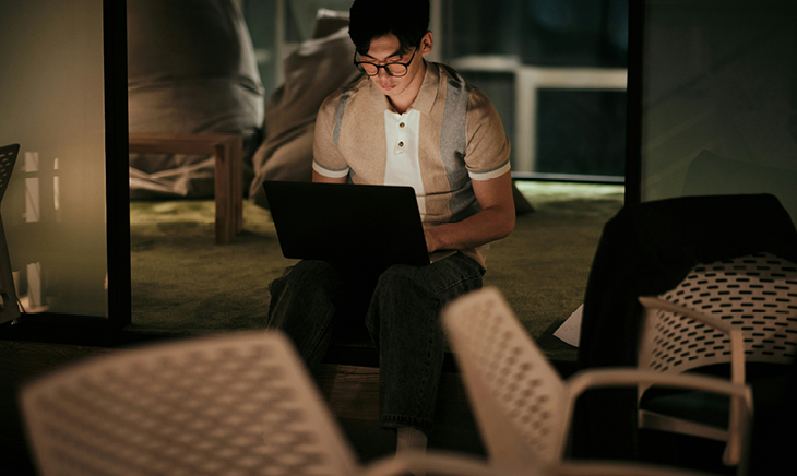 Office desks with computers