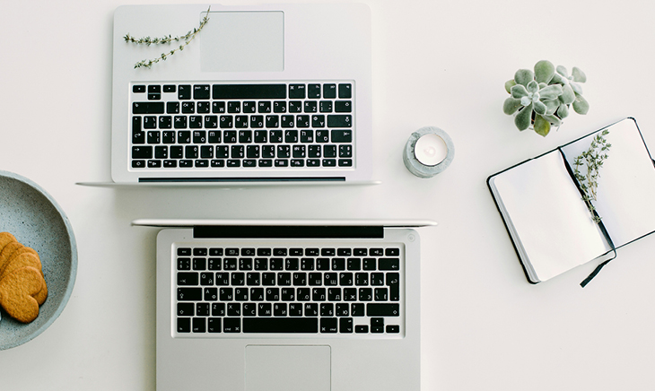 Office desks with computers