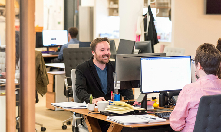Office desks with computers