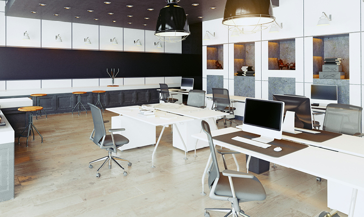 Office desks with computers