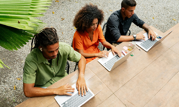 Office desks with computers