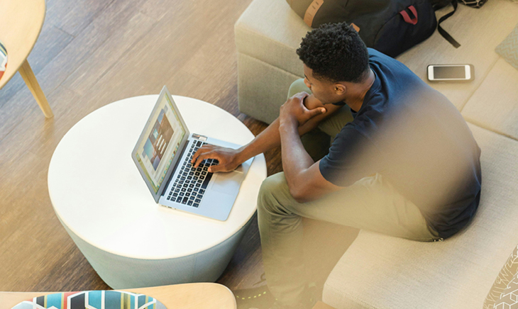 Office desks with computers