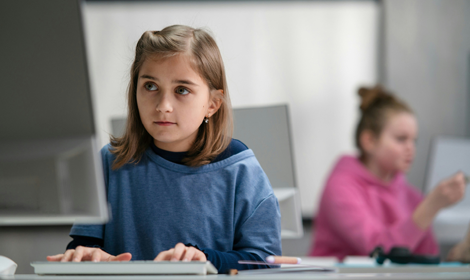 Office desks with computers