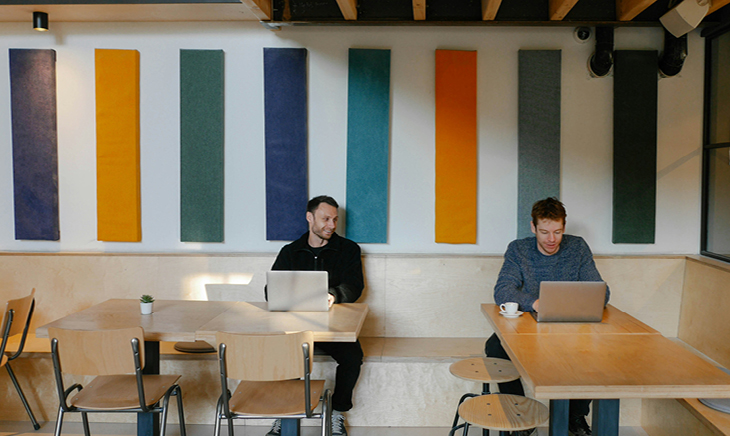 Office desks with computers