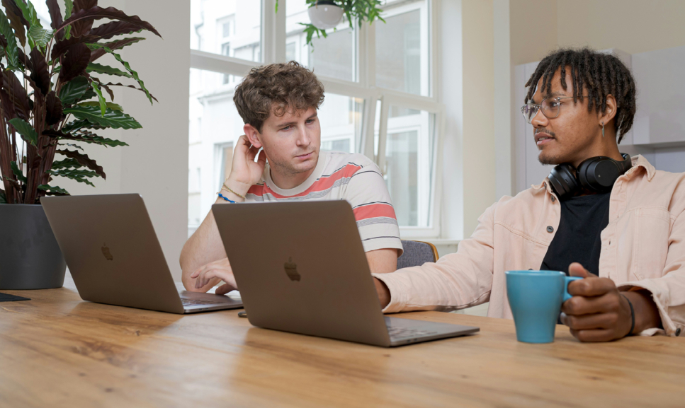 Office desks with computers