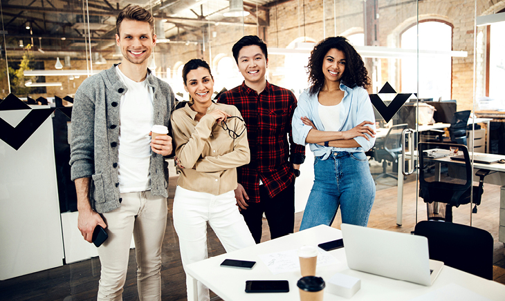 Office desks with computers