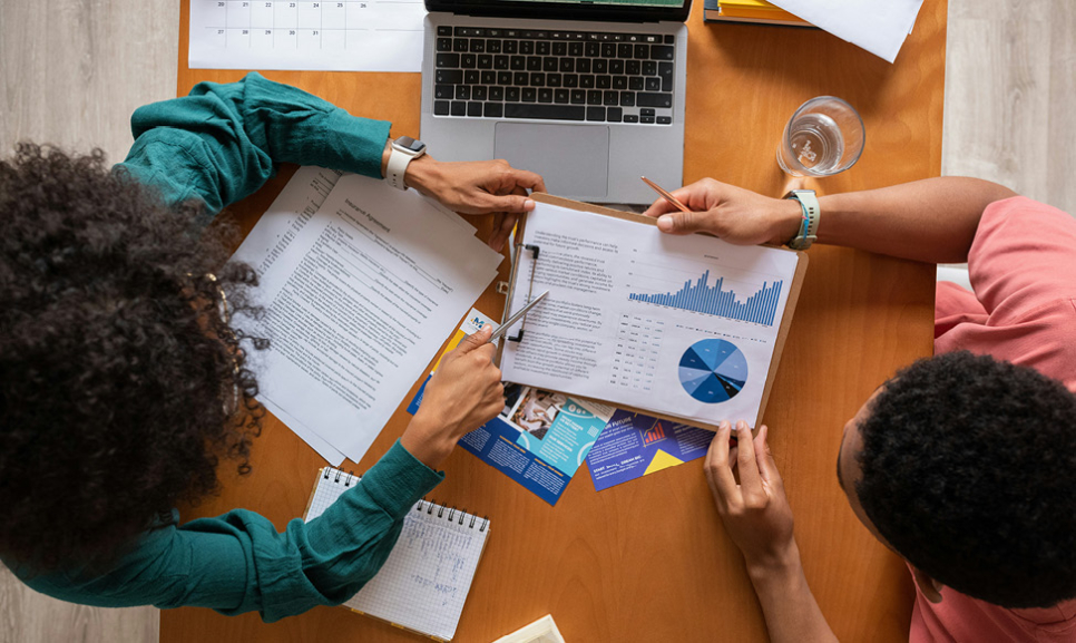 Office desks with computers