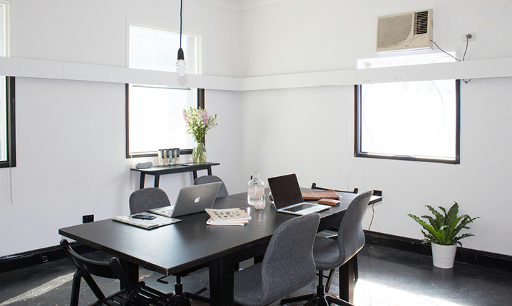 Office desks with computers