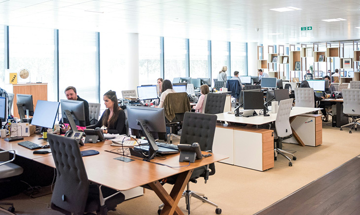 Office desks with computers