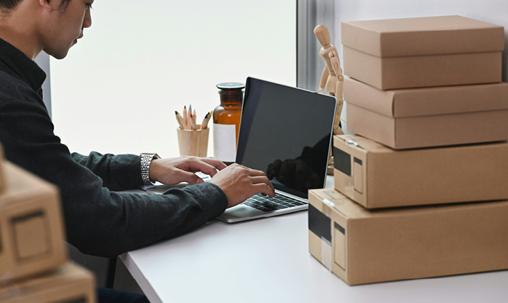 Office desks with computers