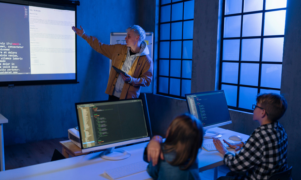 Office desks with computers