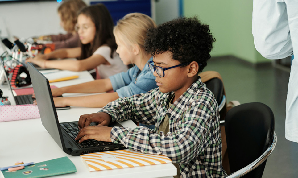 Office desks with computers