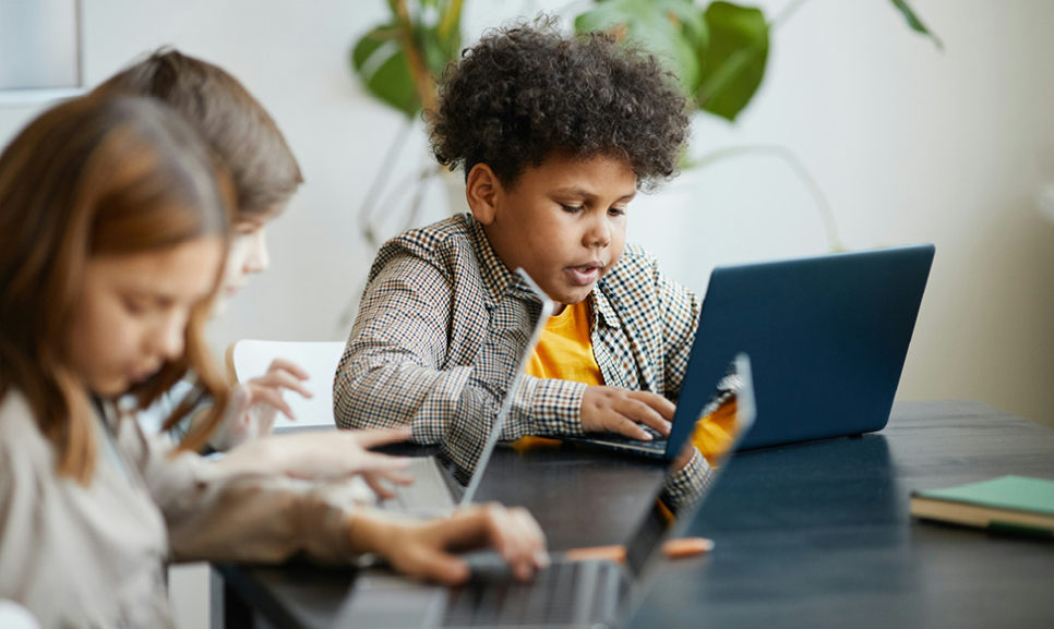 Office desks with computers