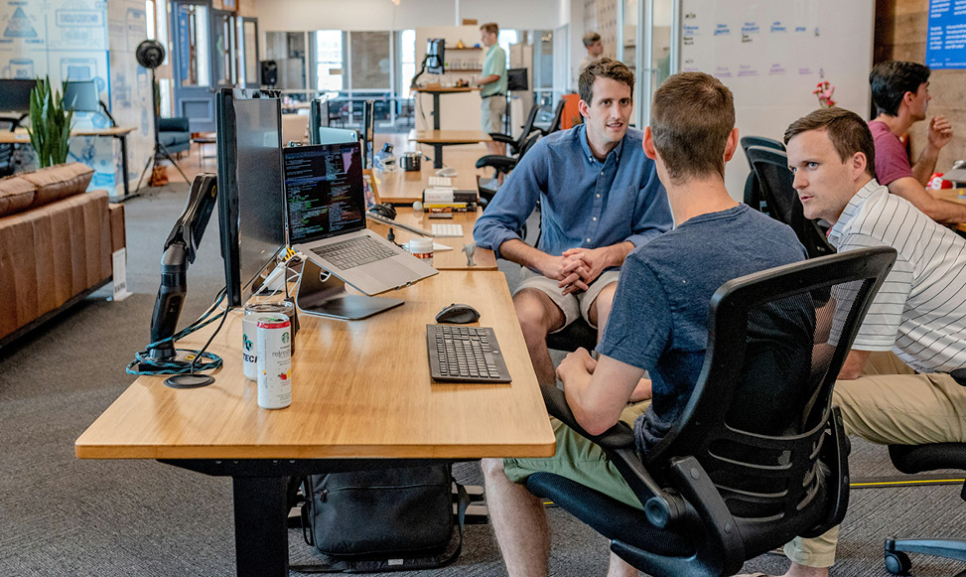 Office desks with computers