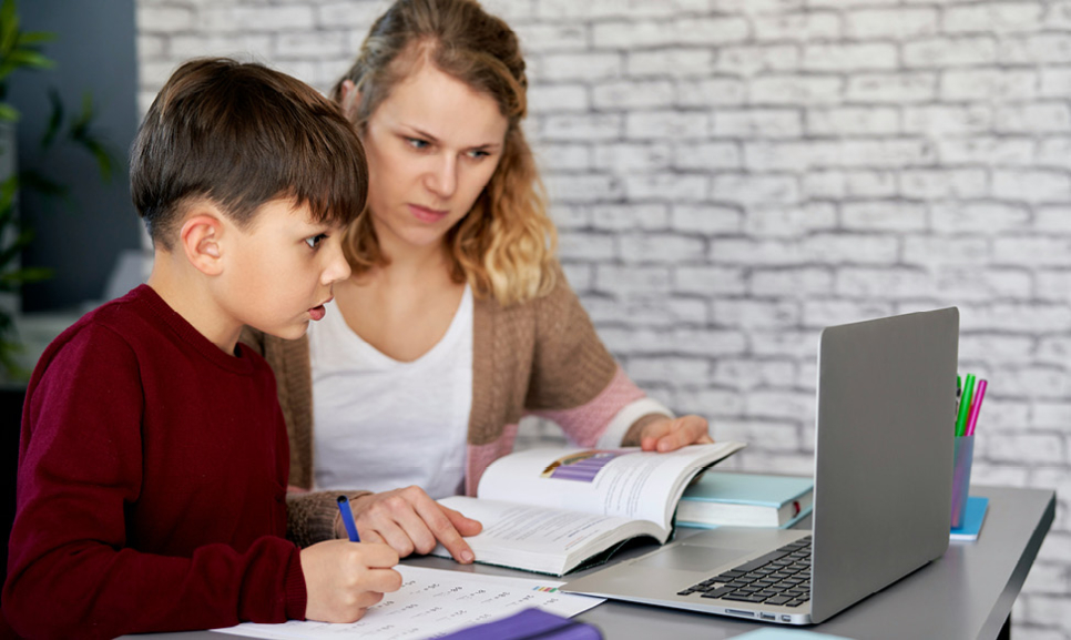 Office desks with computers