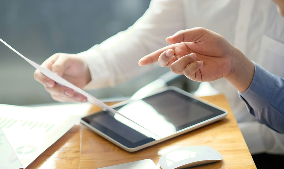 Office desks with computers
