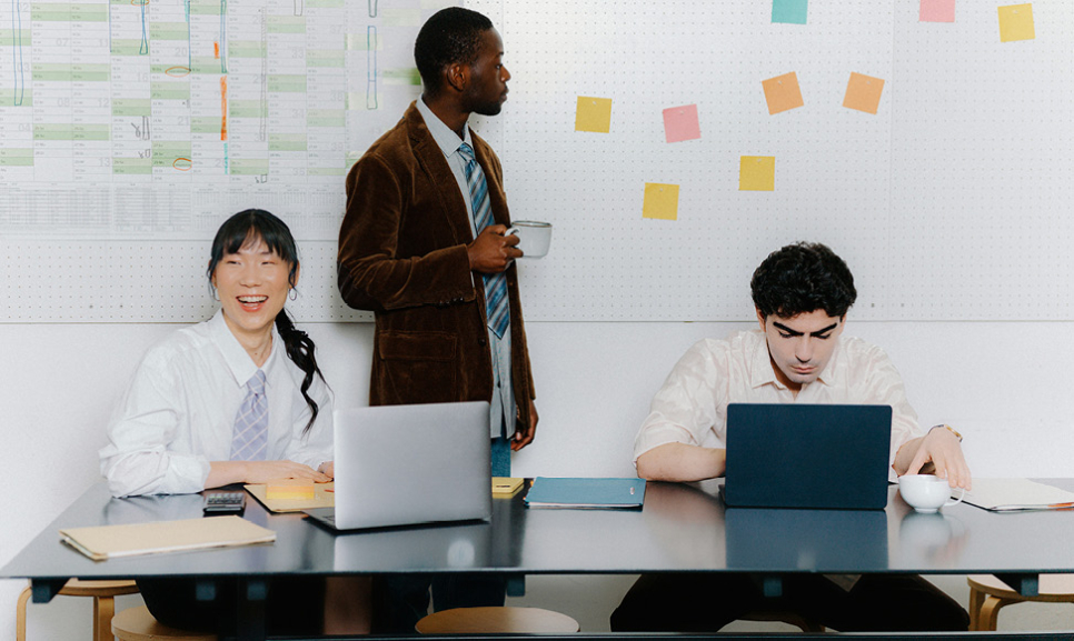 Office desks with computers