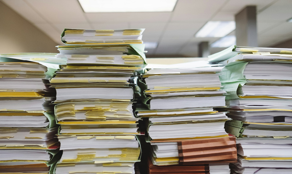 Office desks with computers
