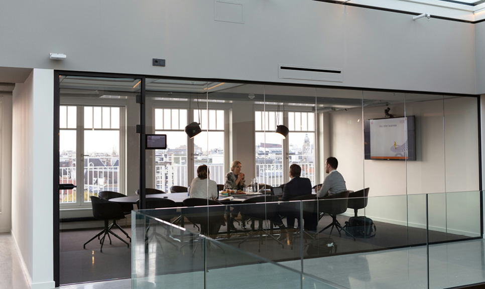 Office desks with computers
